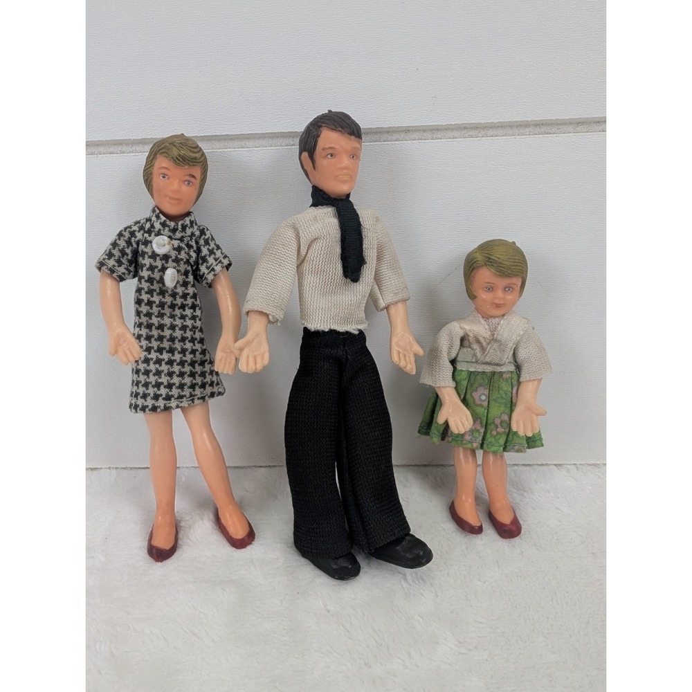 Vintage Shackman Rubber Doll Family Dollhouse Mom Dad Daughter Germany 60s 70s